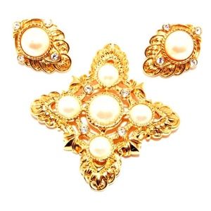 Vintage Kenneth Lane Maltese Cross Pin Earrings